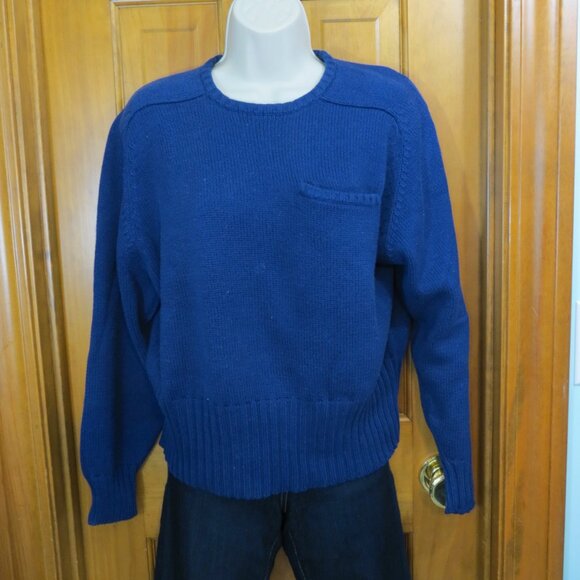 VTG :Lizsport Liz Sport Women's Navy Crew Neck Cotton Sweater 1980's Size Large - Picture 6 of 9